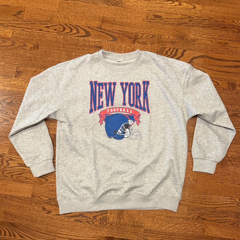 NY Football Light Gray Crewneck Sweatshirt